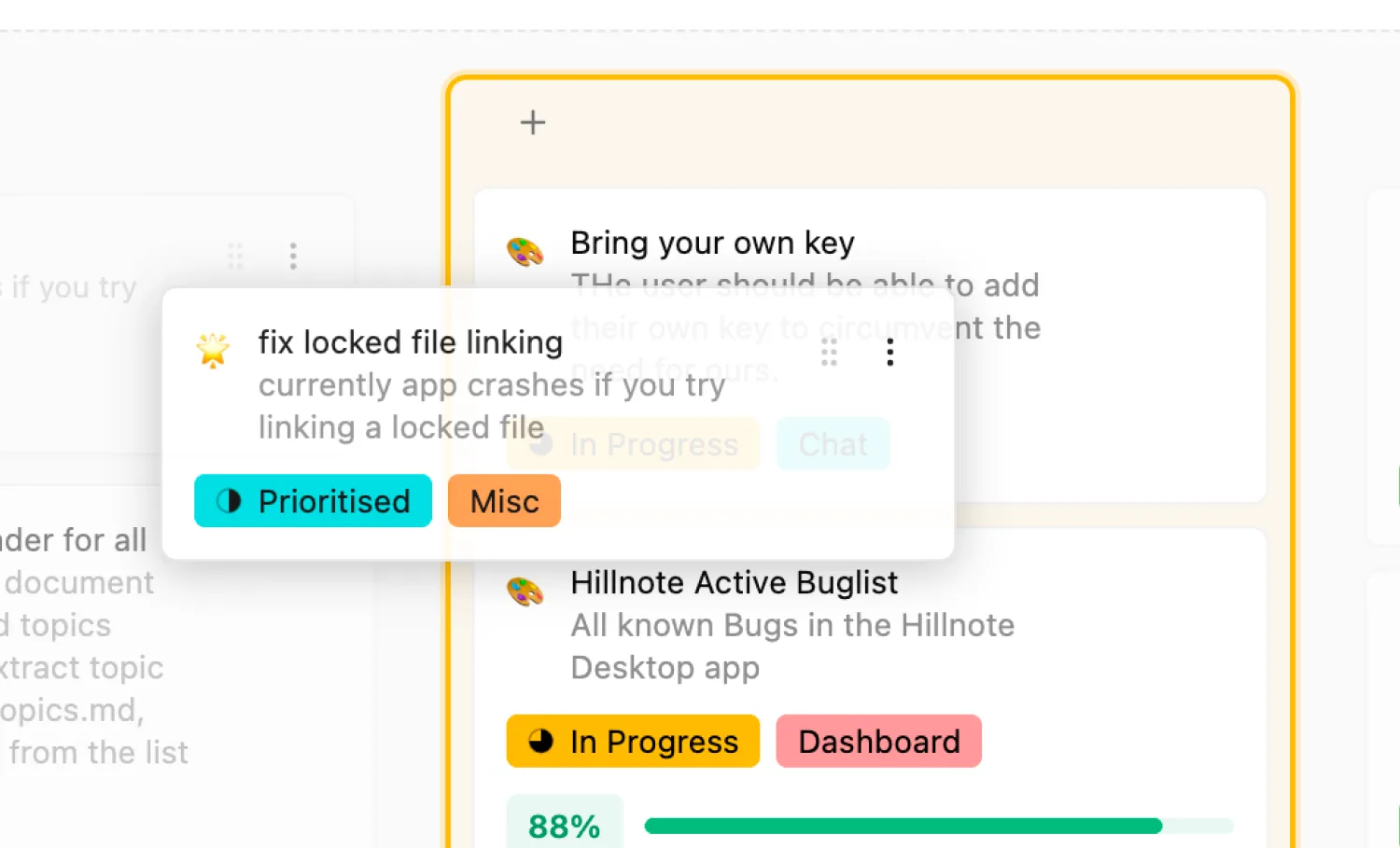A database row change triggering an AI action in Hillnote