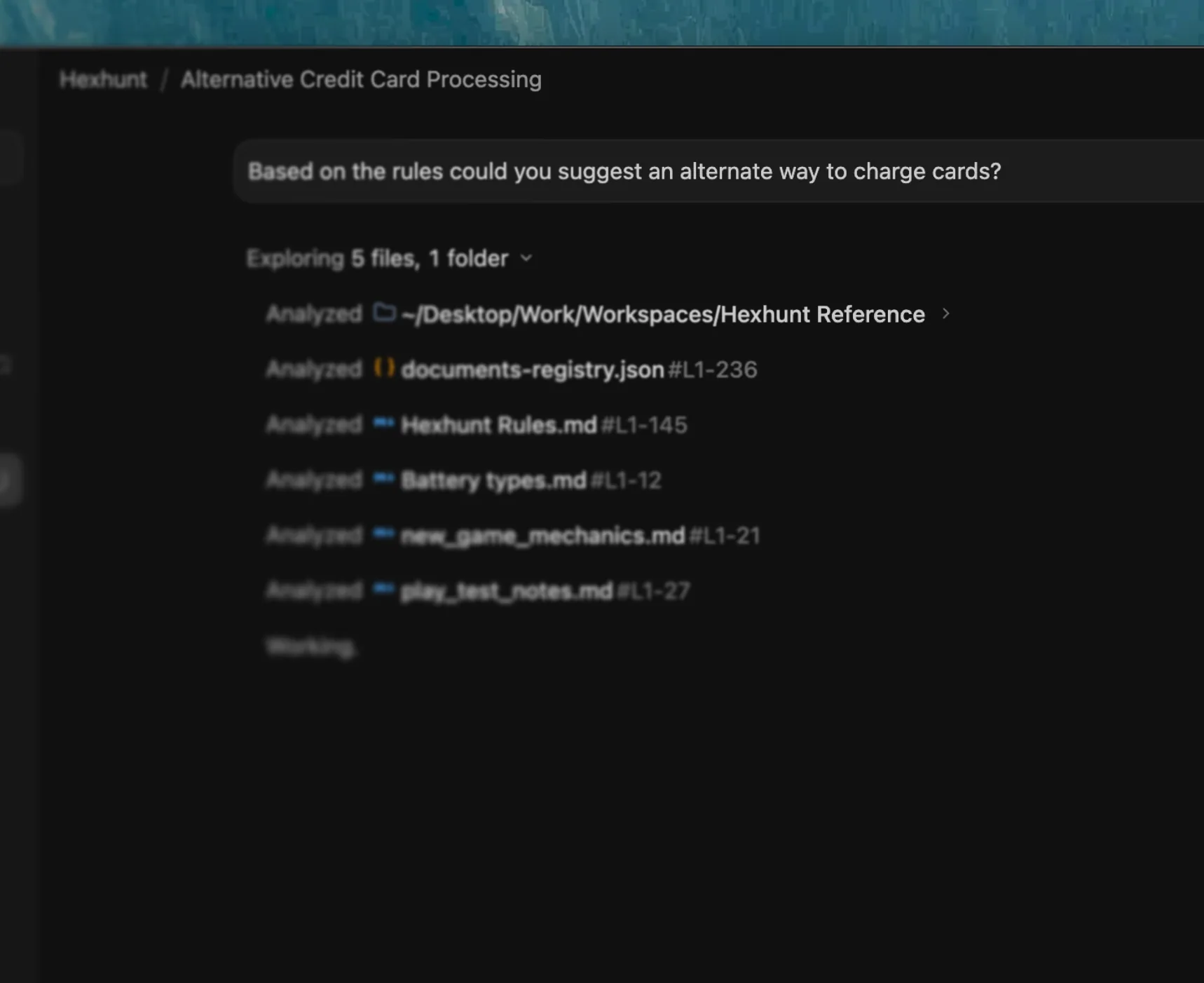 Antigravity editing files in a Hillnote workspace