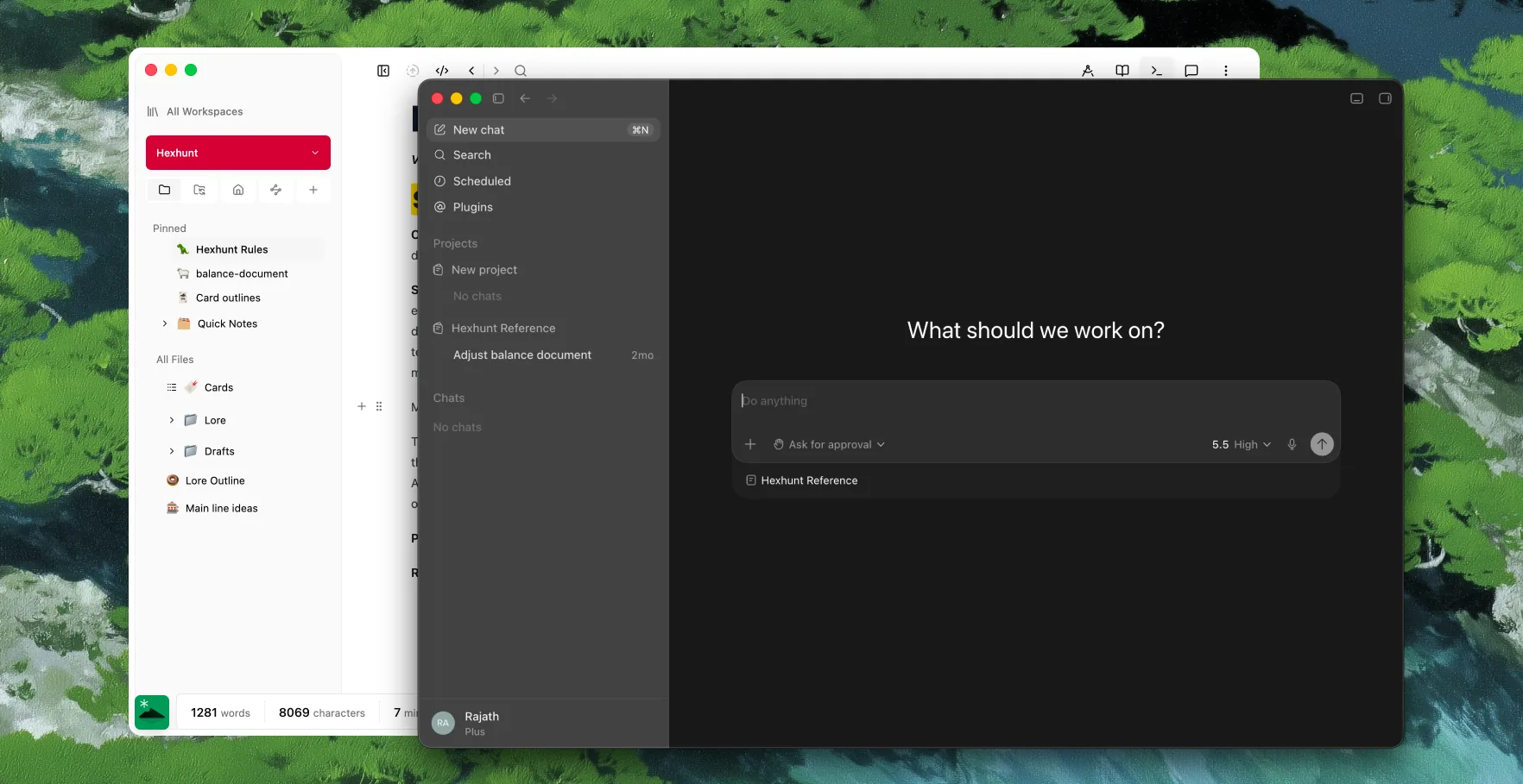 ChatGPT connected to a Hillnote workspace