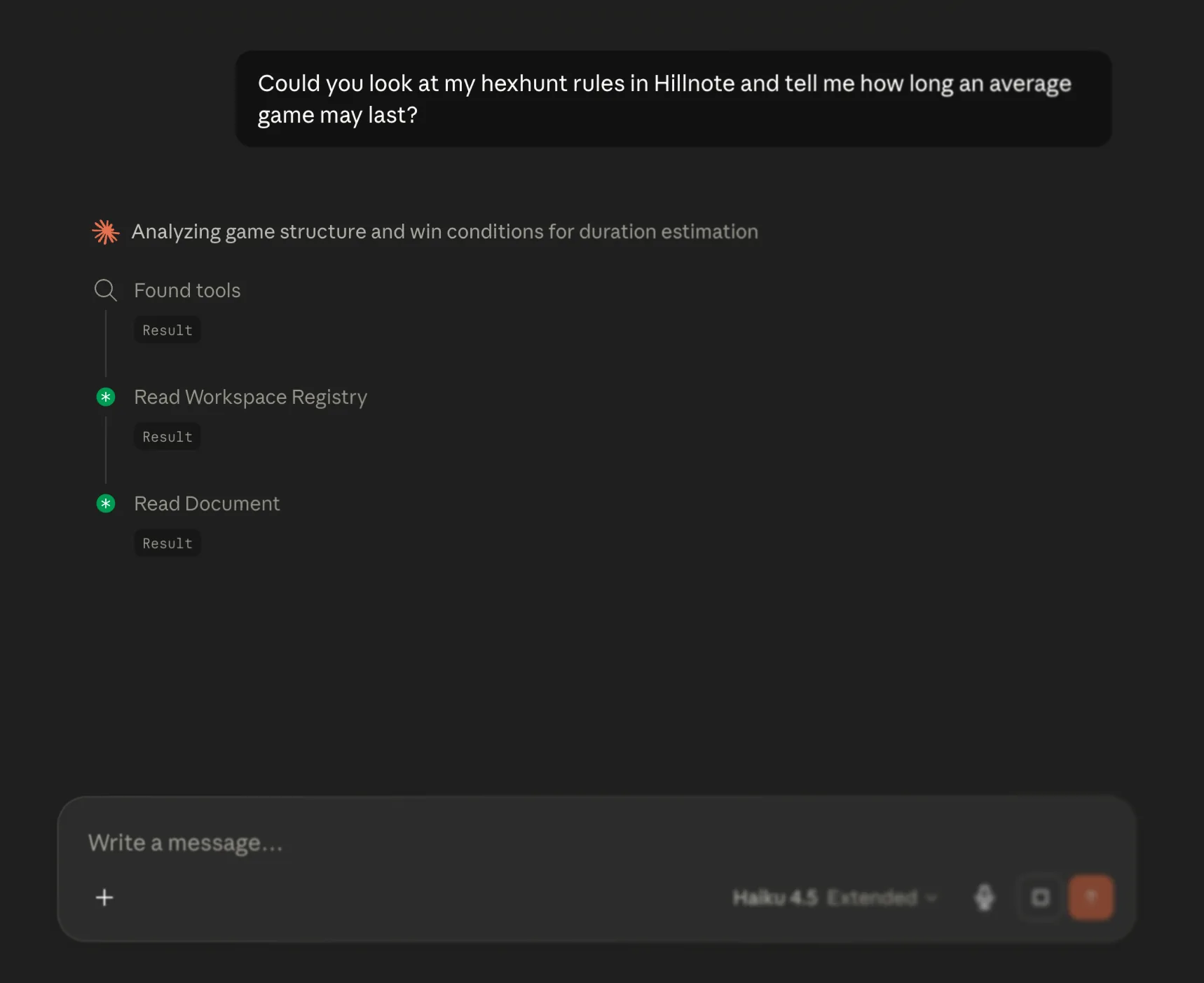 A Claude workspace connected to a Hillnote workspace