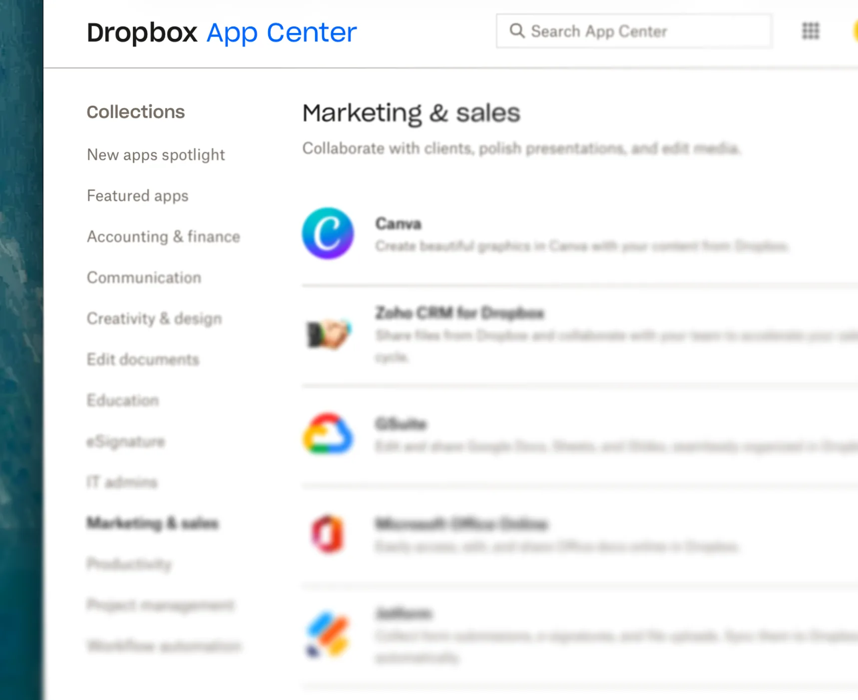 A Hillnote workspace synced through Dropbox